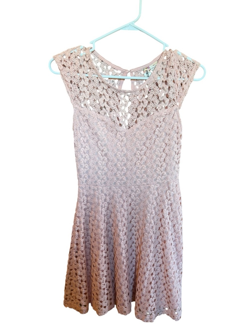 Mimi Chica Blush Pink Crochet Lace Dress